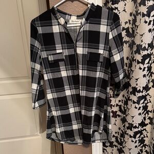 Plaid Black and White Women's Blouse